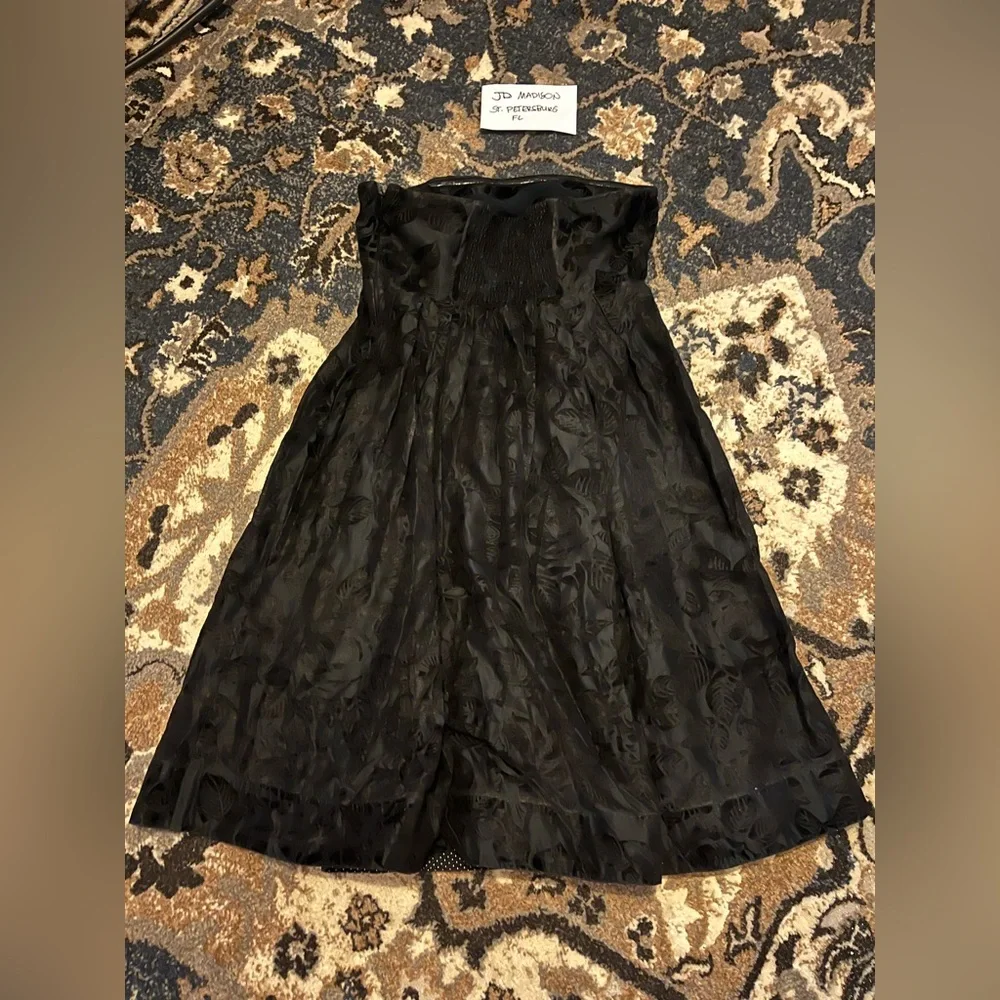 Anthropologie Maeve Brocade Dress Elegant Black Strapless Dress - Picture 3 of 3
